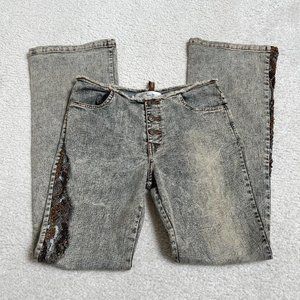 Vintage low rise flare beaded jeans